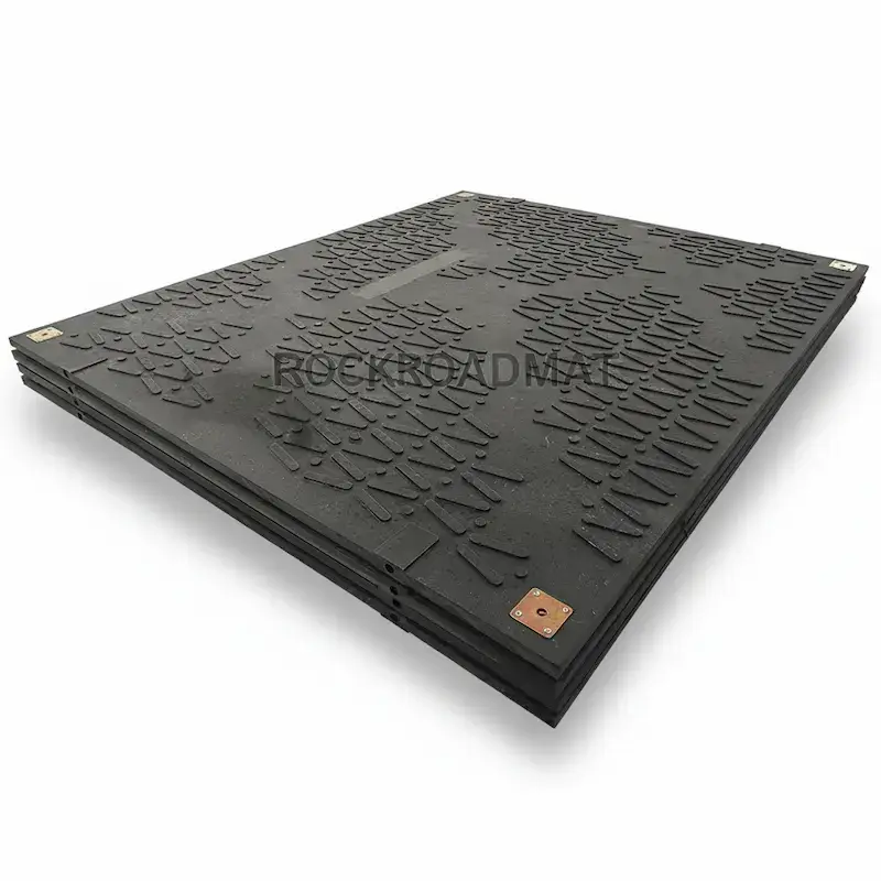 Heavy-duty HDPE ground protection mat , up to180-ton load capacity.