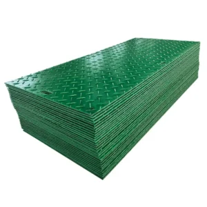 light duty HDPE ground mats with anti-slip surface stacked for pedestrian walkways and light vehicle access
