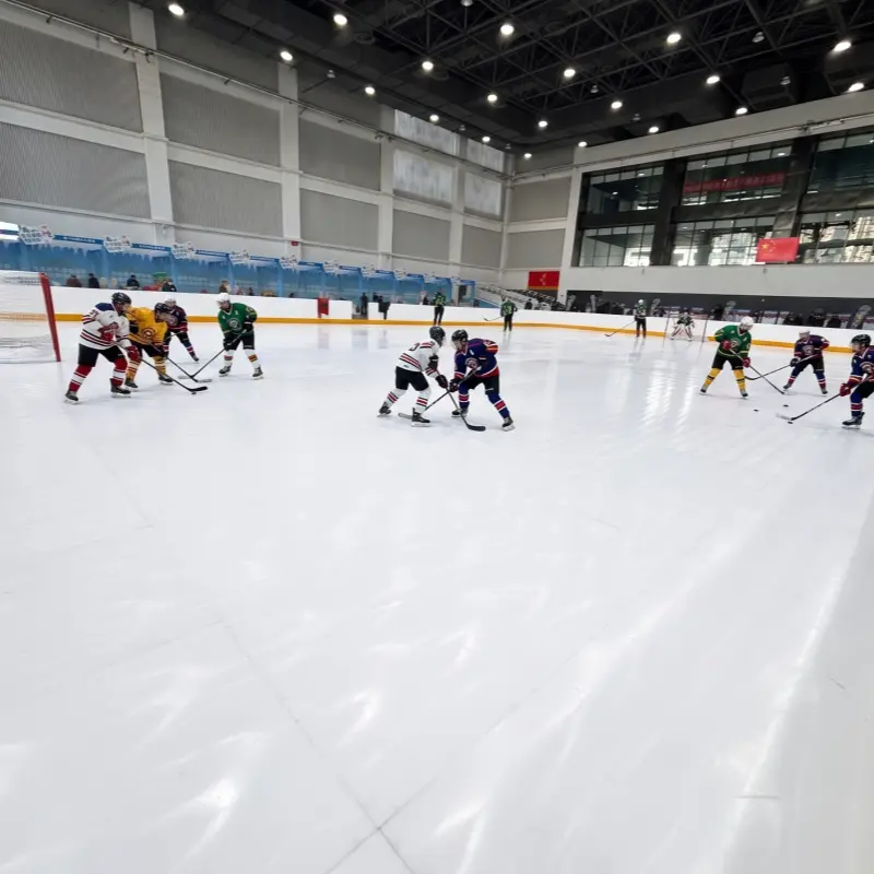 High-performance synthetic ice panels for hockey, figure skating, and recreational skating in indoor commercial rinks