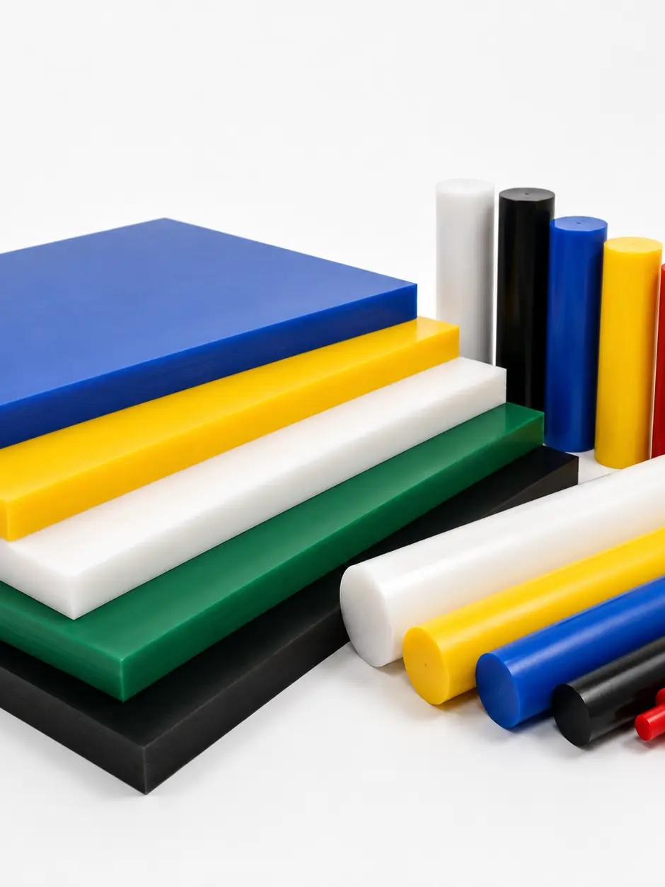 UHMWPE sheets and rods in multiple colors and sizes for industrial wear-resistant and low-friction applications