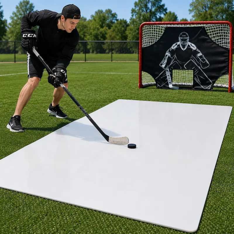 Hockey shooting pad for outdoor puck handling and shooting practice