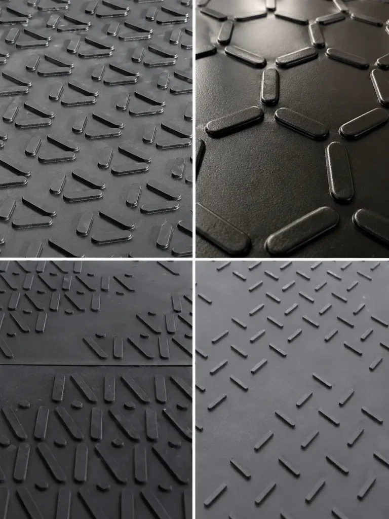 Anti-slip surface patterns for ground protection mats